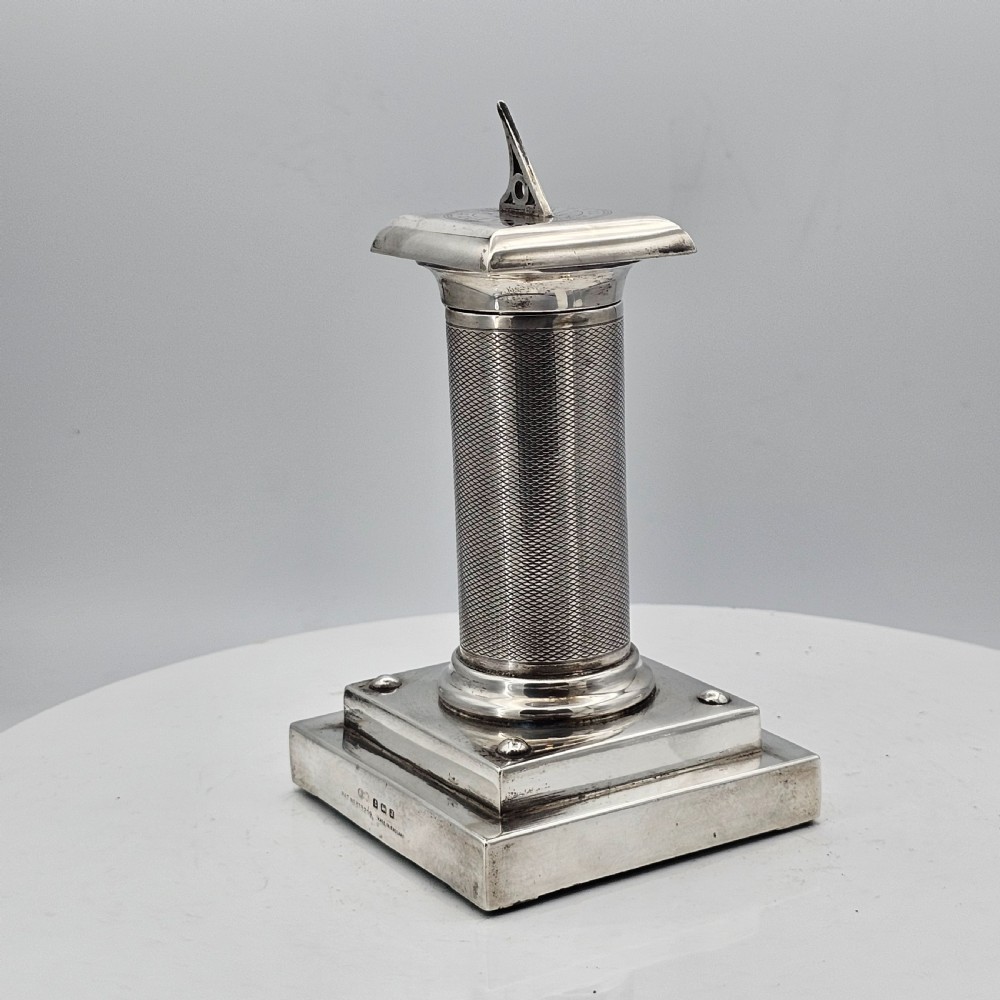Exceptionally Rare And Fine Saunders and Mckenzie Solid Silver Sundial & Compass On Column C1933 View XXI