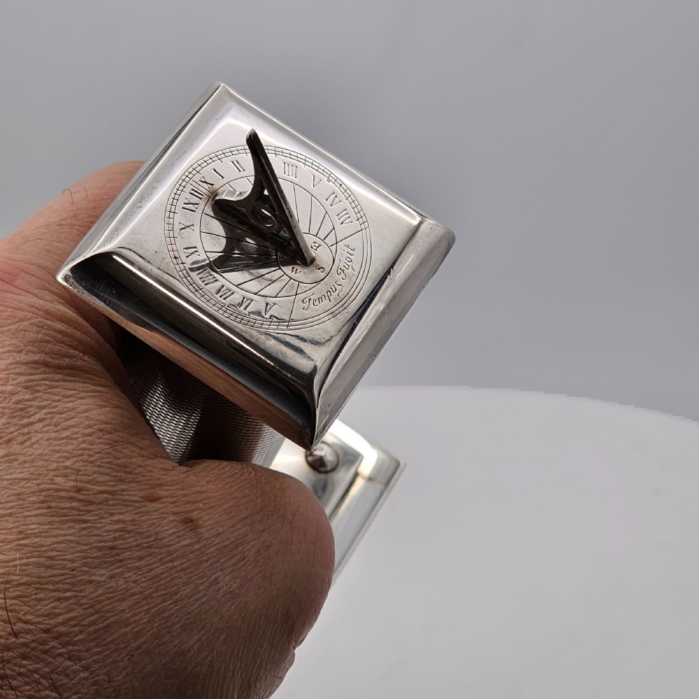 Exceptionally Rare And Fine Saunders and Mckenzie Solid Silver Sundial & Compass On Column C1933 View XXV