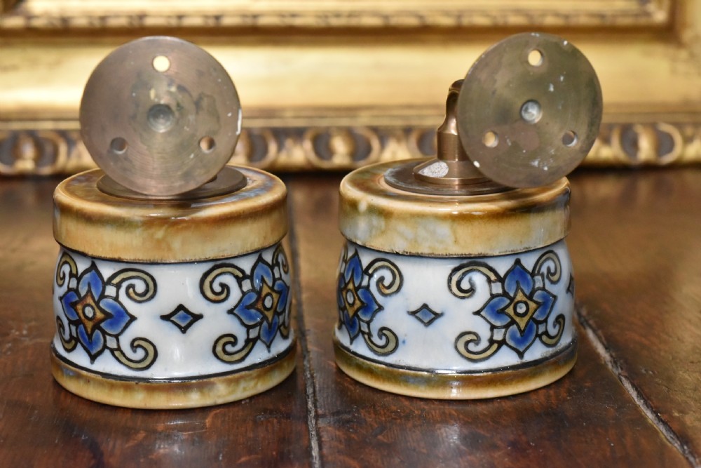 Exceptionally Rare Large Pair of Doulton Wall Mounted Candle Sconces - Florrie Jones c1910 View VII