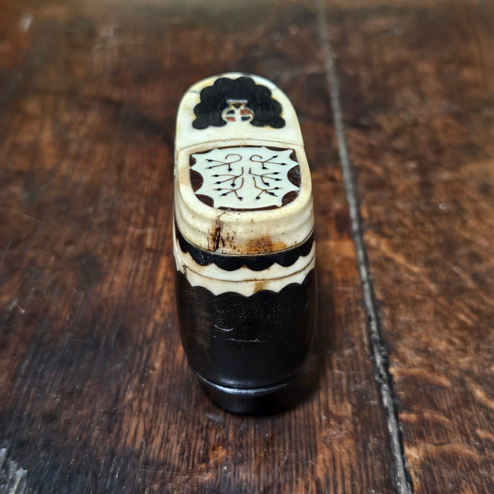 Very Fine & Very Large 19th-C Carved and Inlaid Treen Novelty Shoe Snuff/Tobacco Box View VIII