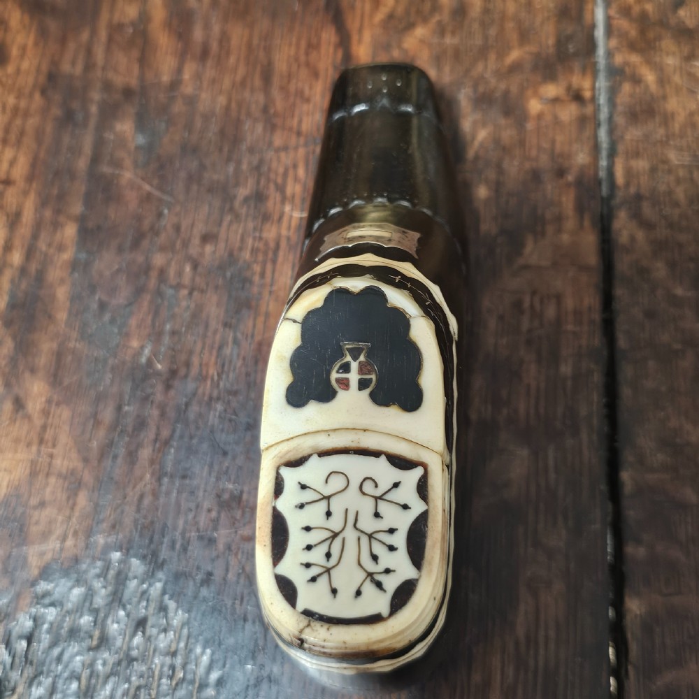 Very Fine & Very Large 19th-C Carved and Inlaid Treen Novelty Shoe Snuff/Tobacco Box View XI