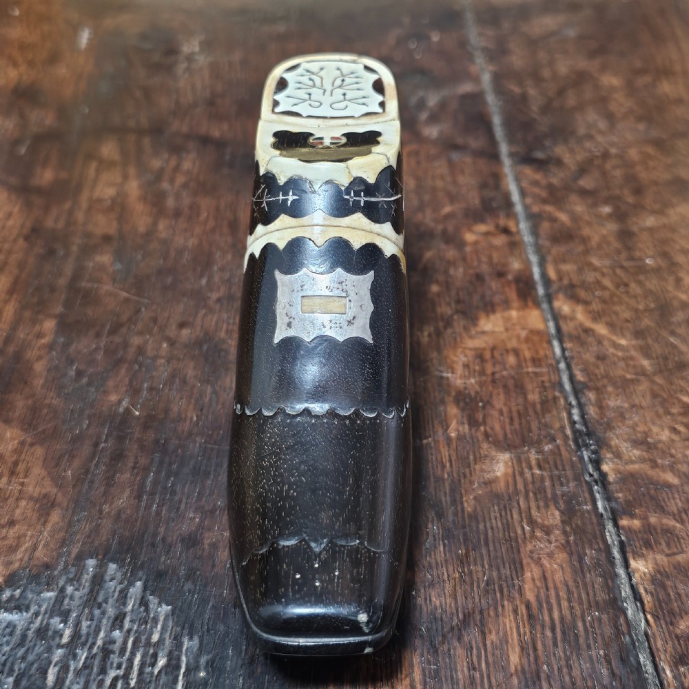 Very Fine & Very Large 19th-C Carved and Inlaid Treen Novelty Shoe Snuff/Tobacco Box View XIV