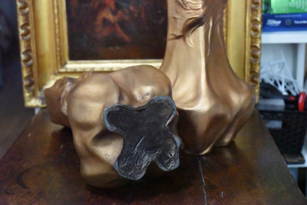Stunning antique pair of circa 1900 bronzed art nouveau vases View III