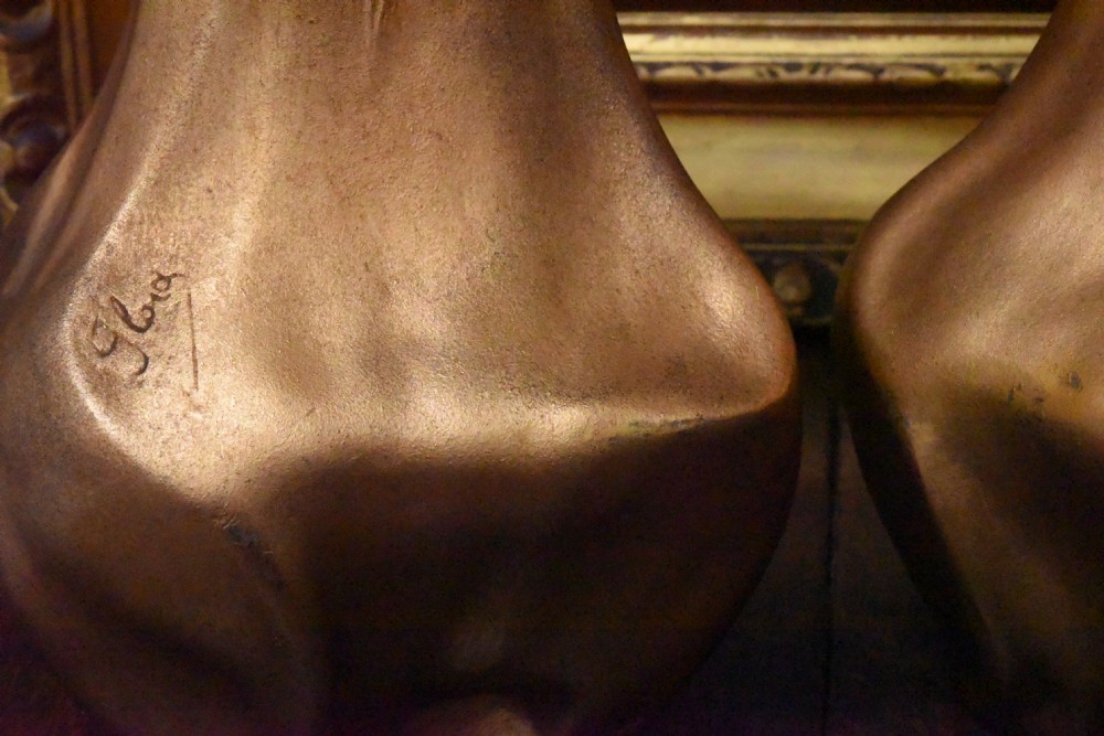 Stunning antique pair of circa 1900 bronzed art nouveau vases View V