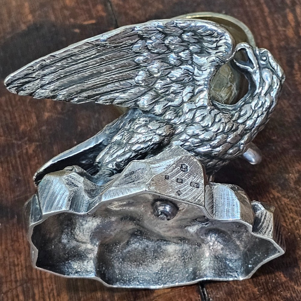 Fabulous 19thc Elkington & Co Electroplated and Brass Eagle & Globe Inkwell View II