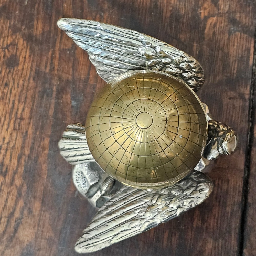 Fabulous 19thc Elkington & Co Electroplated and Brass Eagle & Globe Inkwell View IV