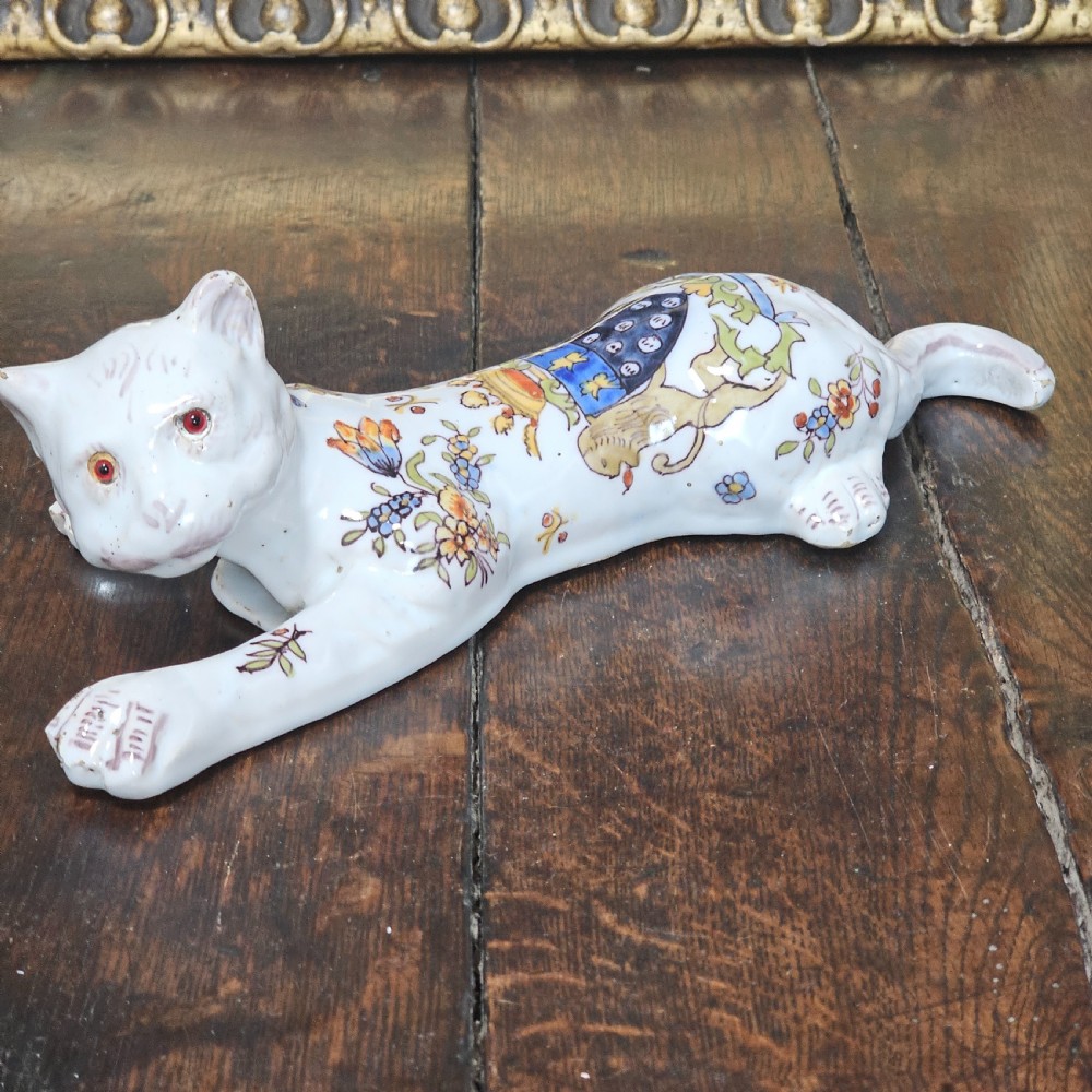 French Faience  Mont St Claire Cat wall pocket  View IV