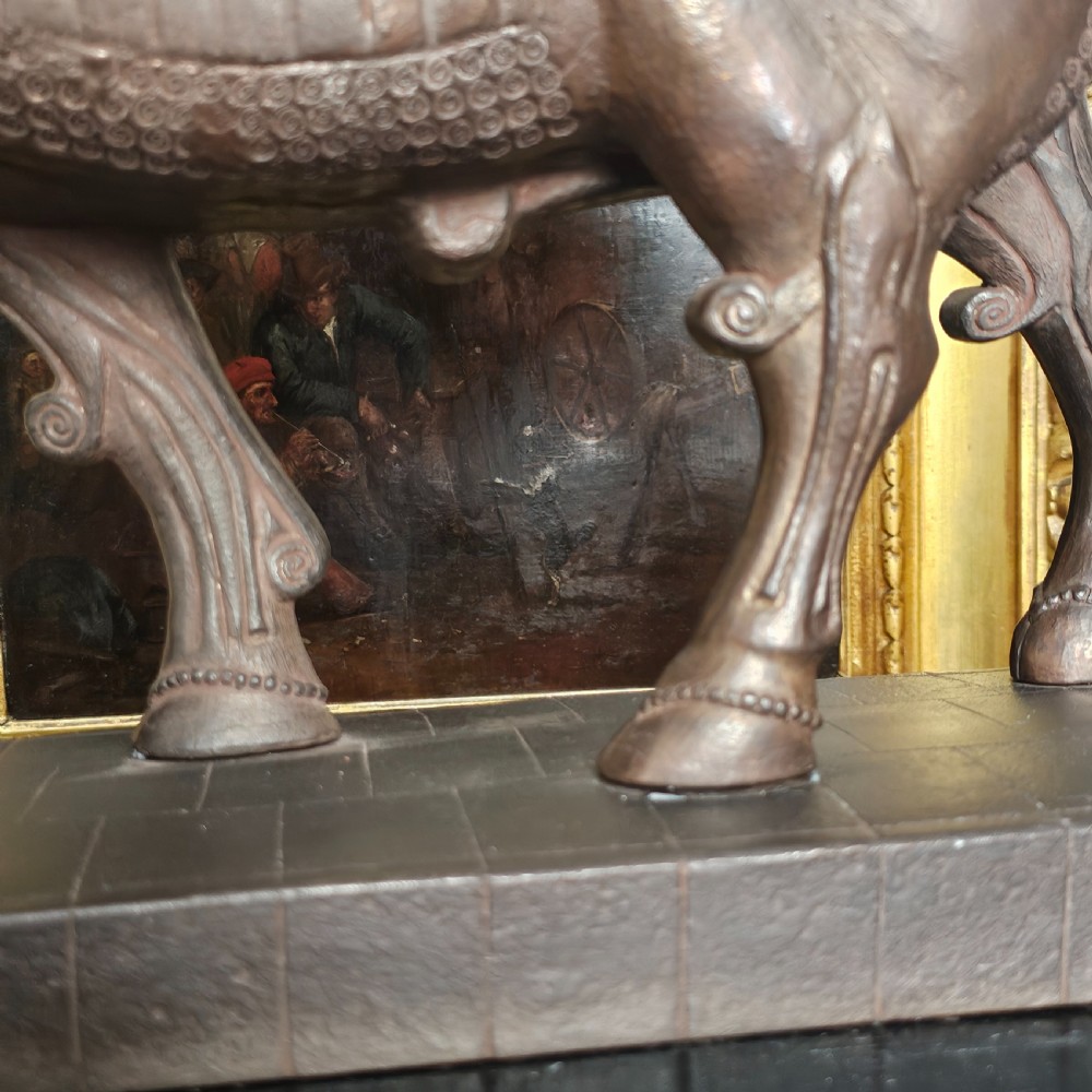 Very Large Rare Antique Bronzed Metal Human-headed winged lion (lamassu) Assyrian c1900 View VI