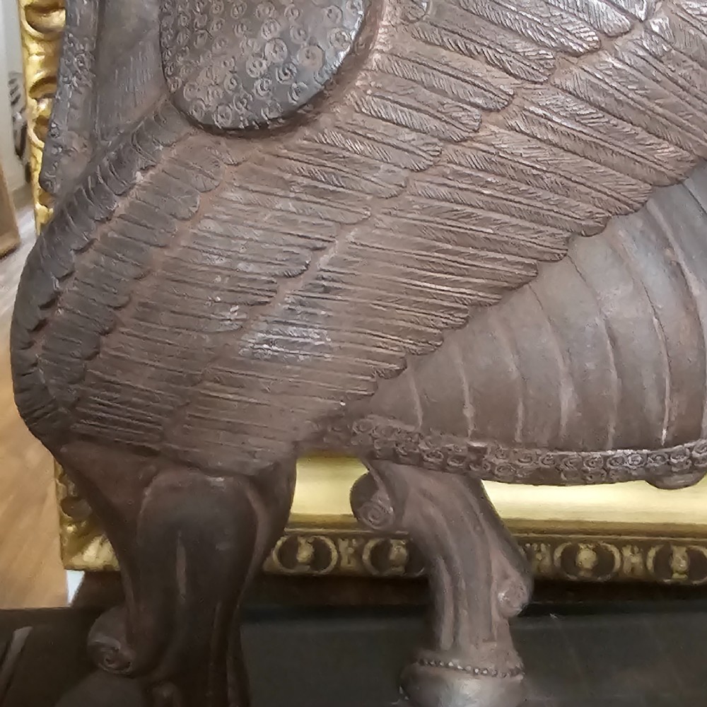 Very Large Rare Antique Bronzed Metal Human-headed winged lion (lamassu) Assyrian c1900 View XVI