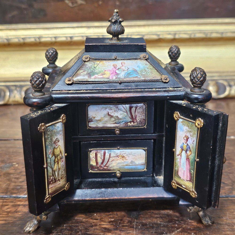 19th cent. Austrian / Viennese enamel jewellery casket chest
