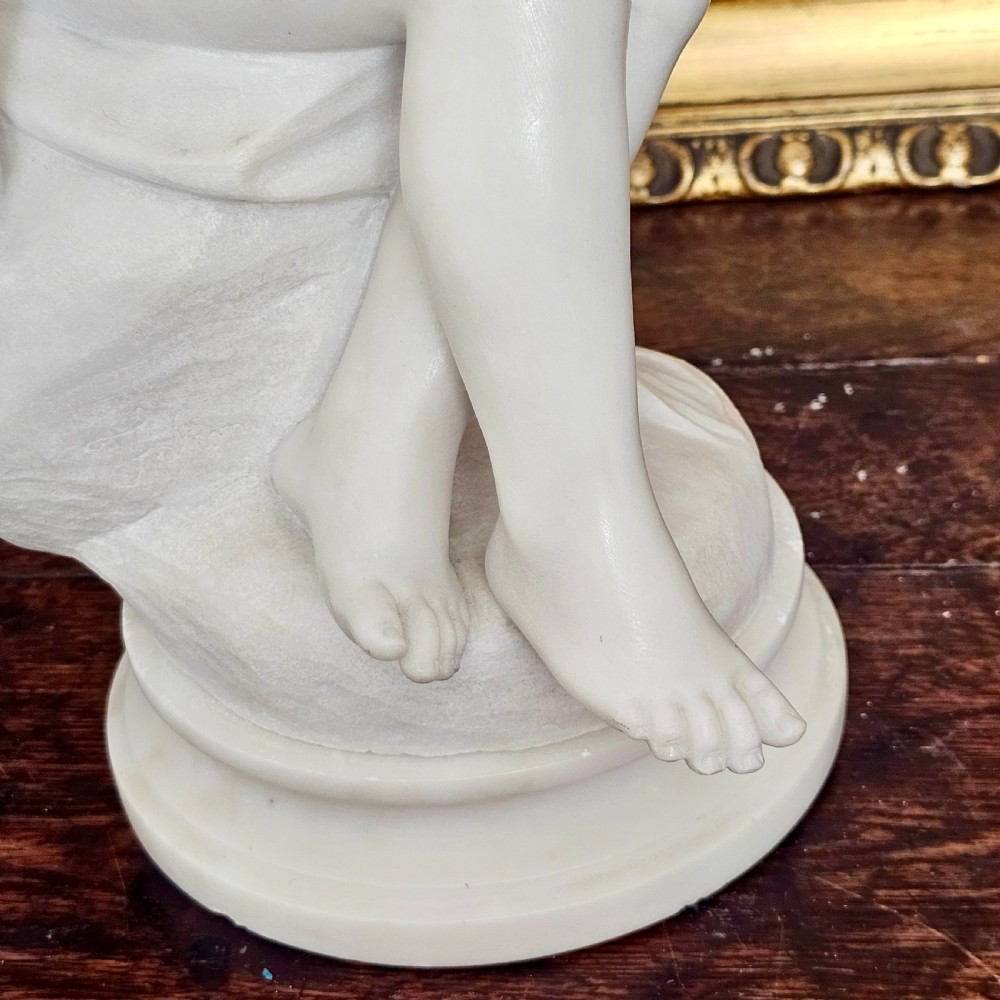 Very Fine 50.5cm 19thc Carved White Marble Figure, Jeune Dianne, after the 18thc Original, signed FALCONET View V