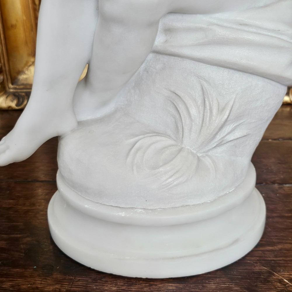 Very Fine 50.5cm 19thc Carved White Marble Figure, Jeune Dianne, after the 18thc Original, signed FALCONET View VI