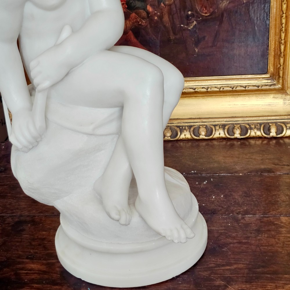 Very Fine 50.5cm 19thc Carved White Marble Figure, Jeune Dianne, after the 18thc Original, signed FALCONET View IX