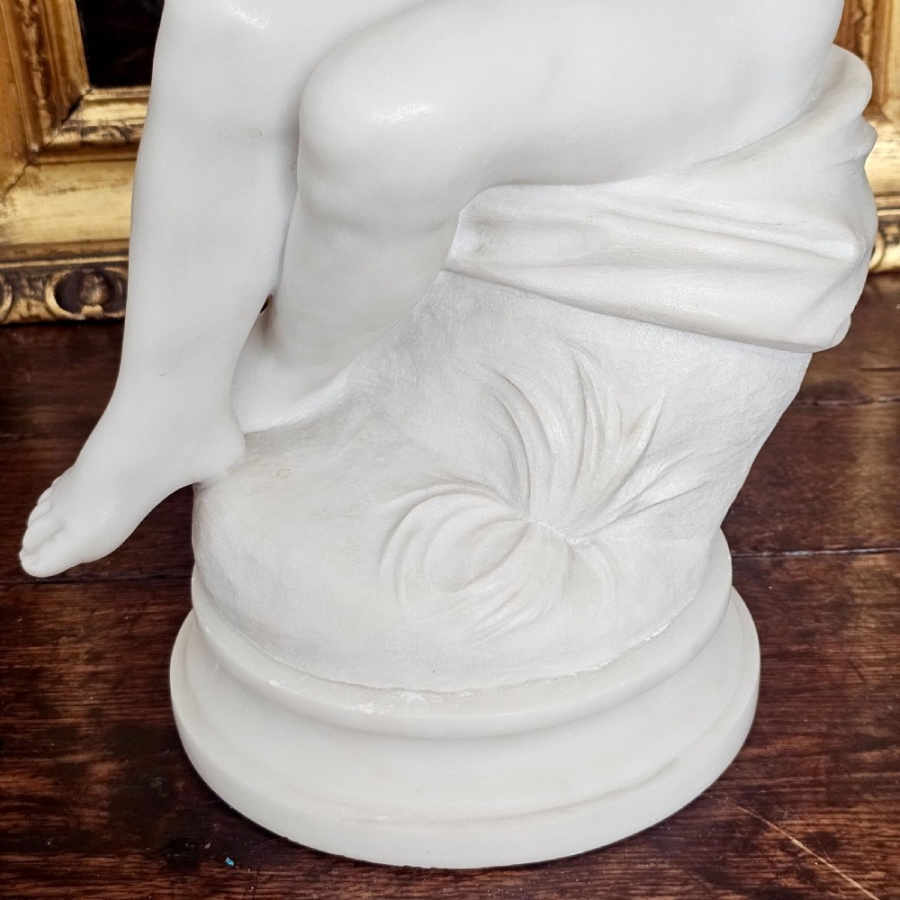 Very Fine 50.5cm 19thc Carved White Marble Figure, Jeune Dianne, after the 18thc Original, signed FALCONET View X
