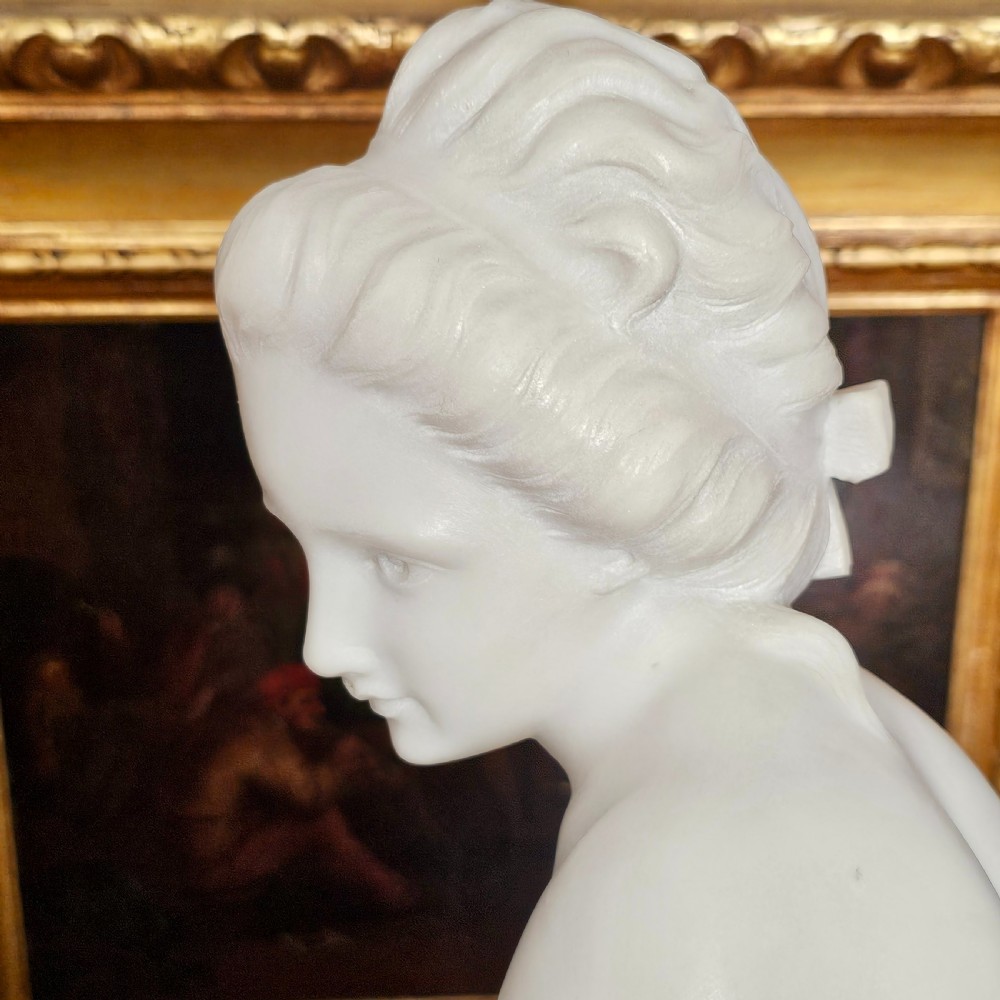 Very Fine 50.5cm 19thc Carved White Marble Figure, Jeune Dianne, after the 18thc Original, signed FALCONET View XIII