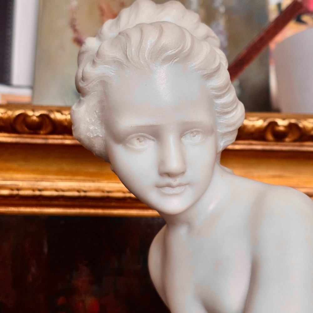 Very Fine 50.5cm 19thc Carved White Marble Figure, Jeune Dianne, after the 18thc Original, signed FALCONET View XIV