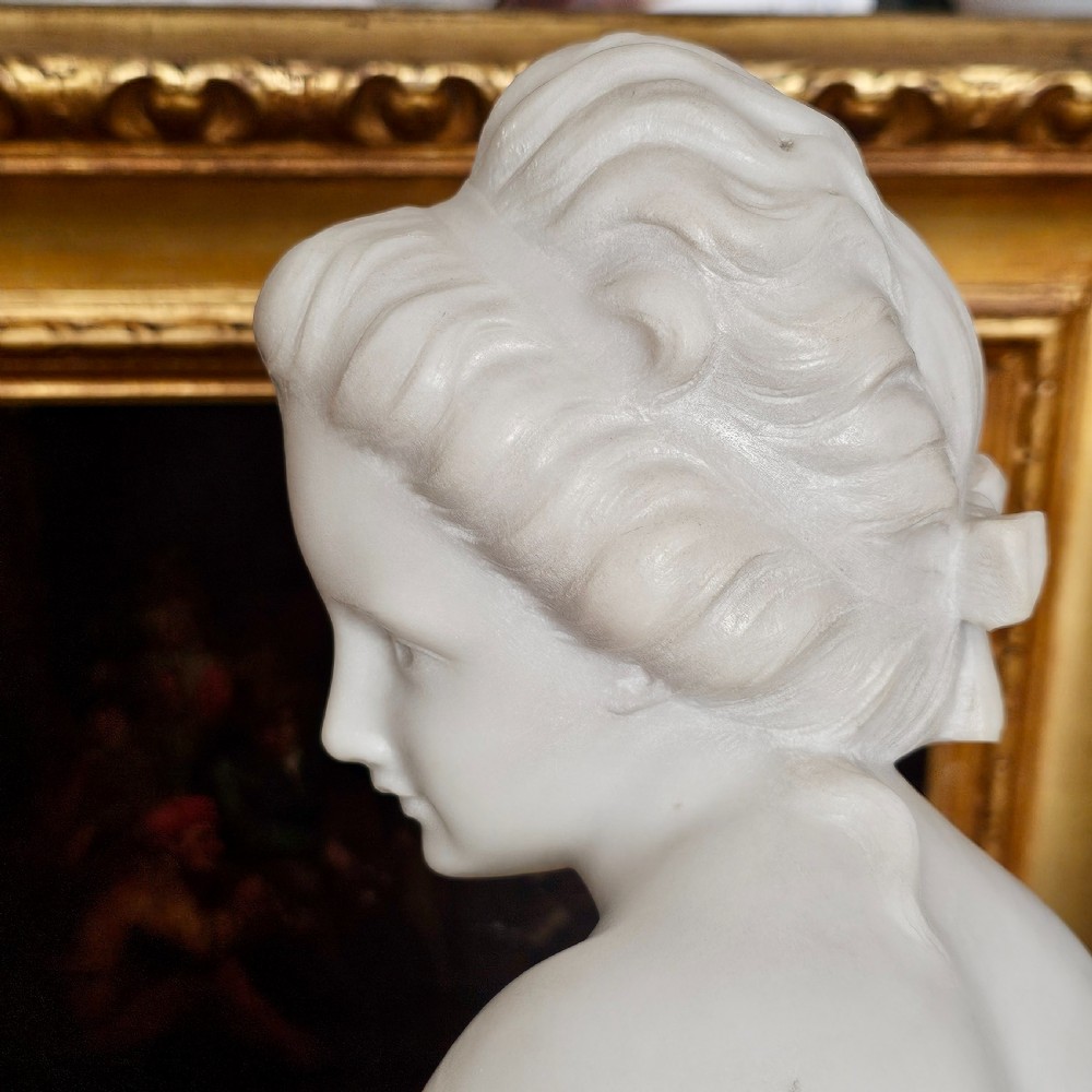 Very Fine 50.5cm 19thc Carved White Marble Figure, Jeune Dianne, after the 18thc Original, signed FALCONET View XV