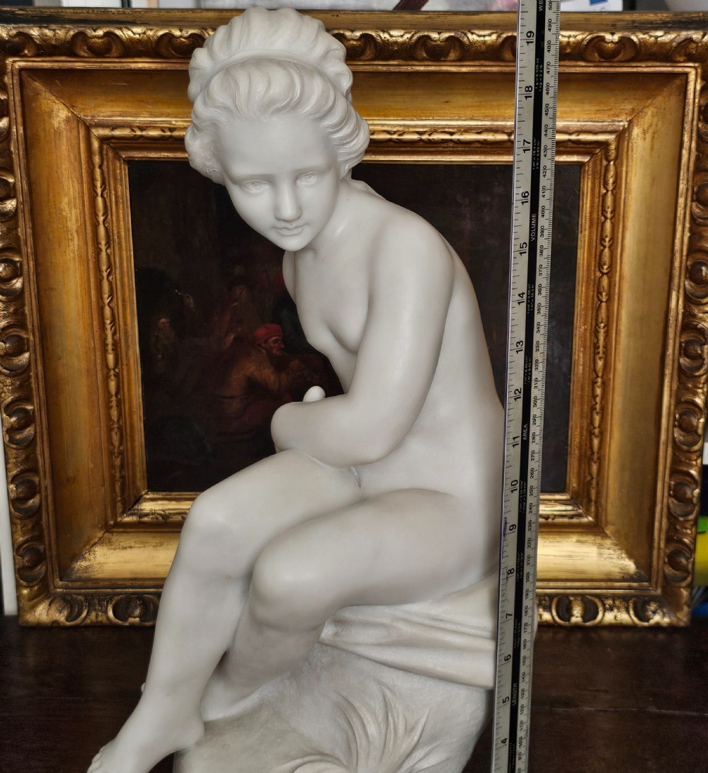 Very Fine 50.5cm 19thc Carved White Marble Figure, Jeune Dianne, after the 18thc Original, signed FALCONET View XVI