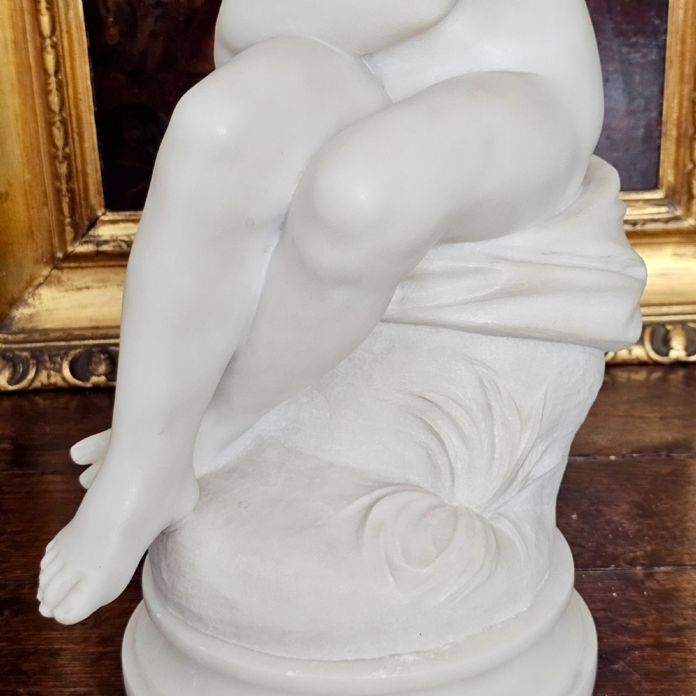 Very Fine 50.5cm 19thc Carved White Marble Figure, Jeune Dianne, after the 18thc Original, signed FALCONET View XVII