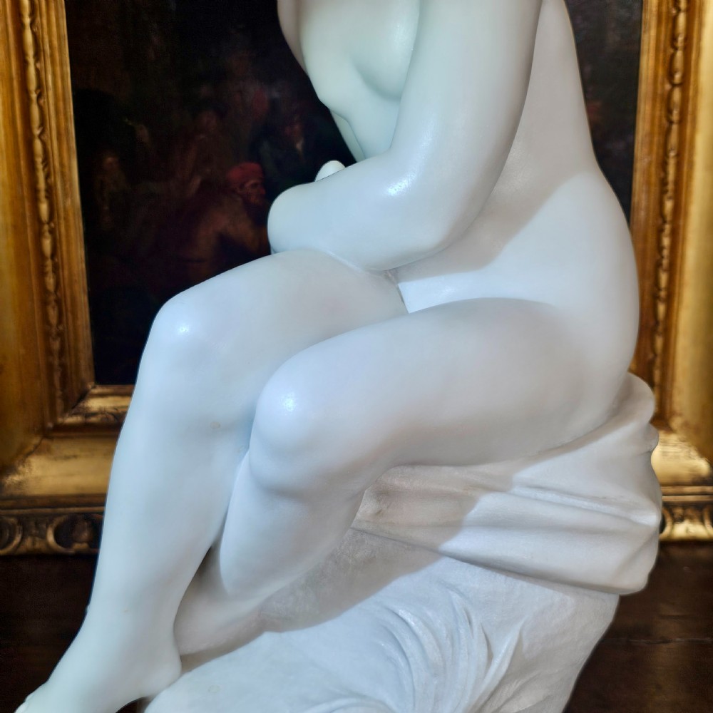 Very Fine 50.5cm 19thc Carved White Marble Figure, Jeune Dianne, after the 18thc Original, signed FALCONET View XX