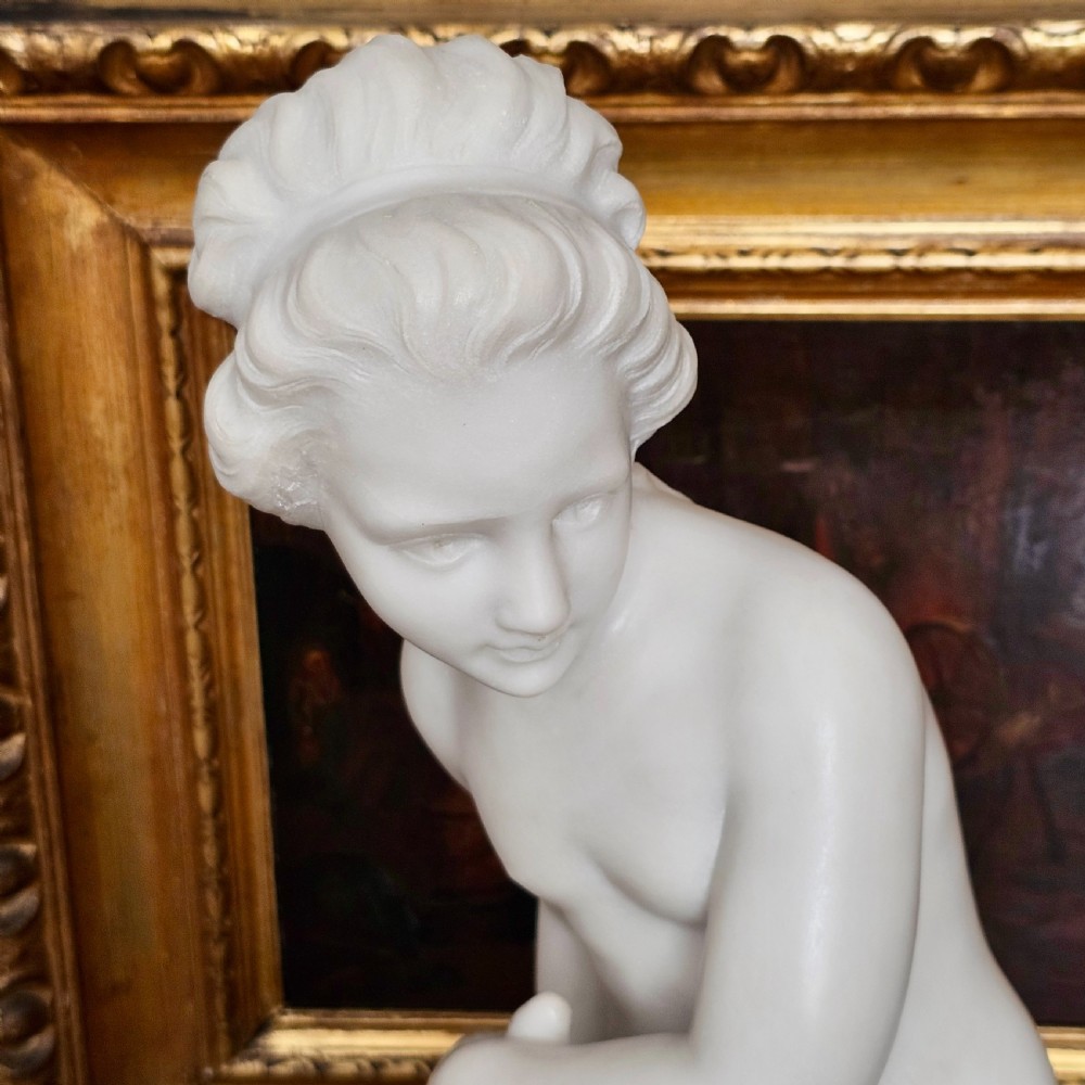 Very Fine 50.5cm 19thc Carved White Marble Figure, Jeune Dianne, after the 18thc Original, signed FALCONET View XXII