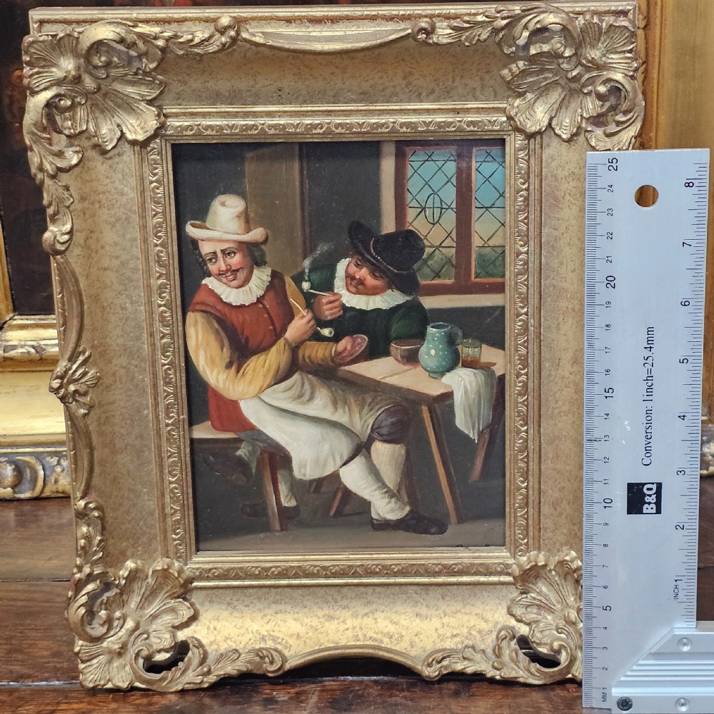 Fine 19thc Oil Painting on Copper/Tin Inn Scene View VI