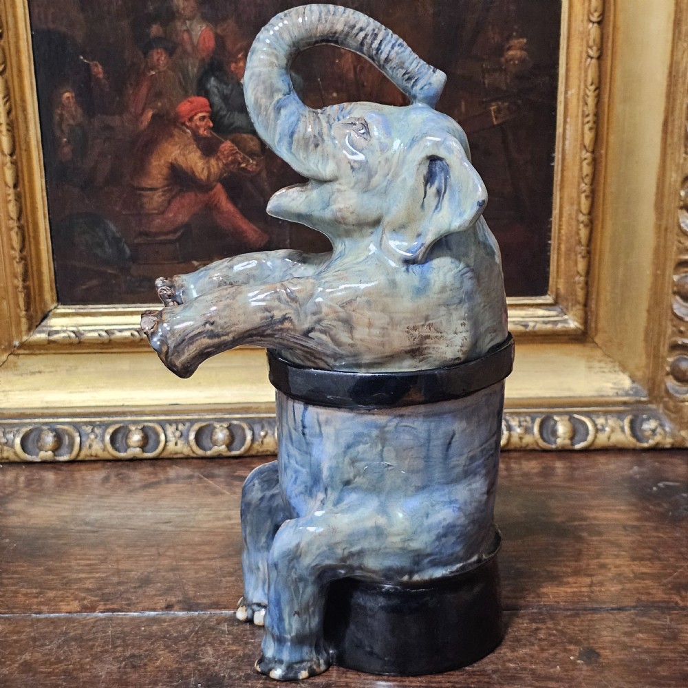 Fabulous Early 20thc Pottery Elephant Biscuit/Tea Jar c1930s View II