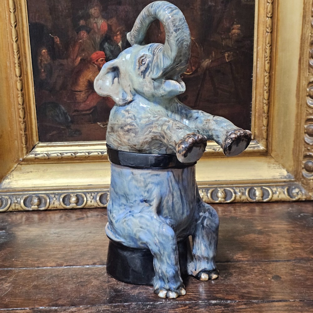 Fabulous Early 20thc Pottery Elephant Biscuit/Tea Jar c1930s View IV