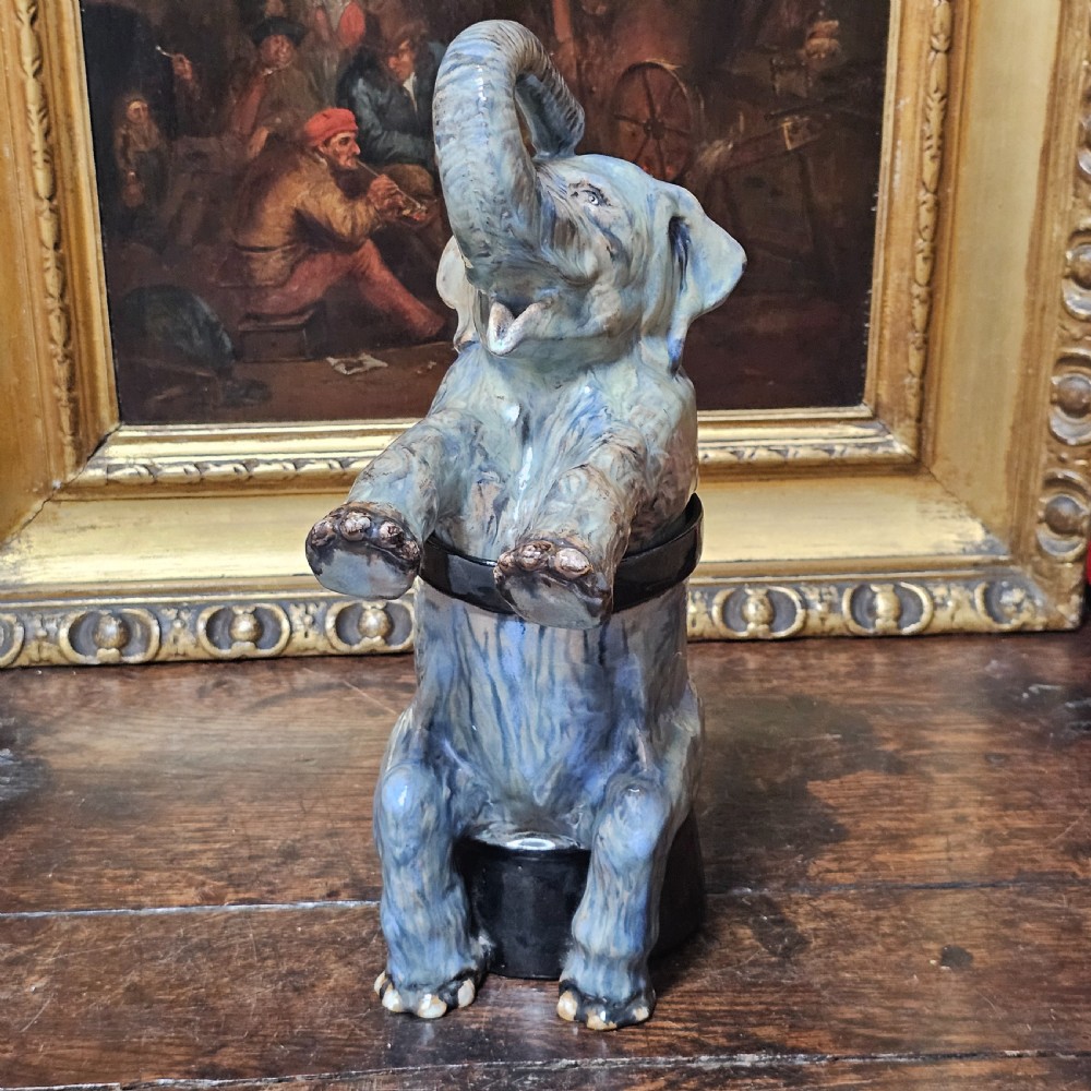 Fabulous Early 20thc Pottery Elephant Biscuit/Tea Jar c1930s View V