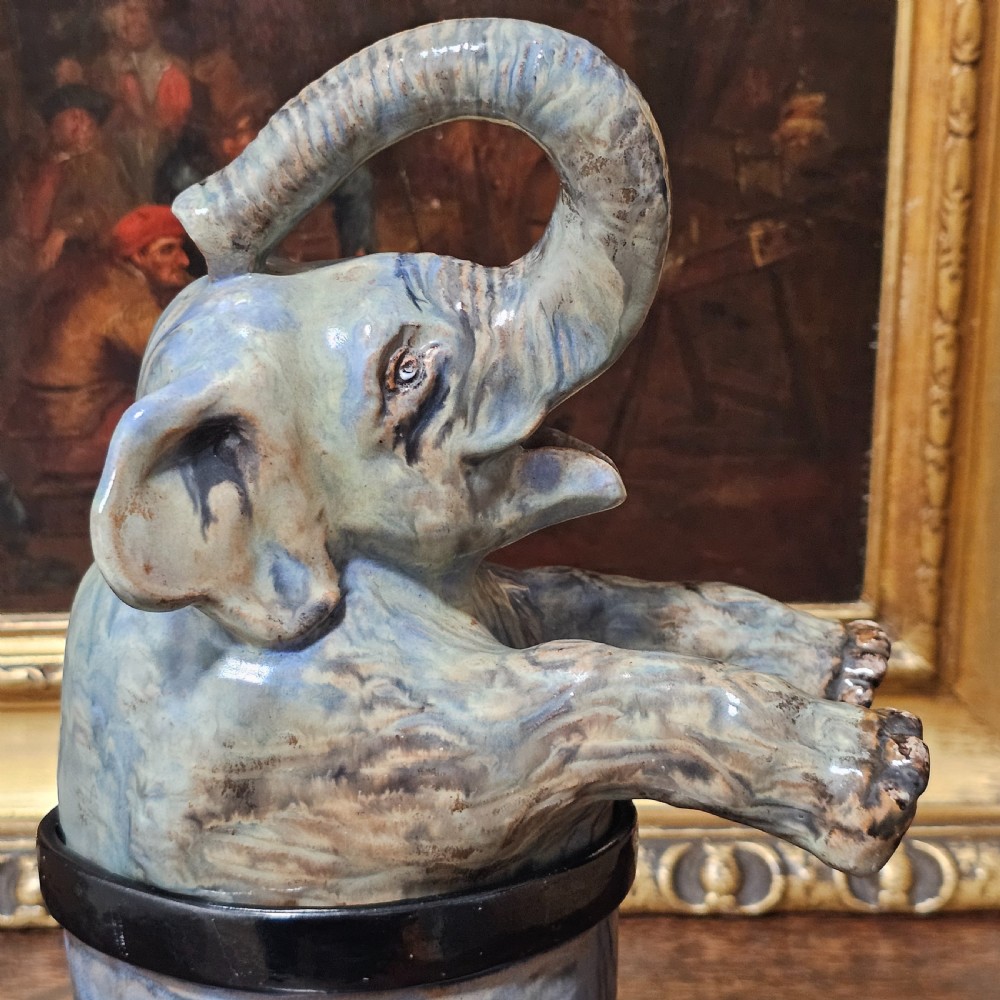 Fabulous Early 20thc Pottery Elephant Biscuit/Tea Jar c1930s View IX