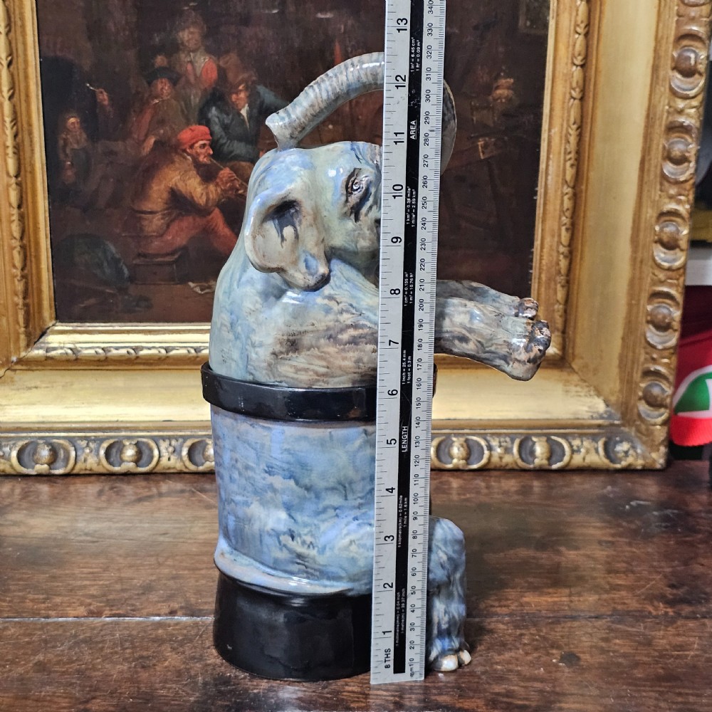 Fabulous Early 20thc Pottery Elephant Biscuit/Tea Jar c1930s View X