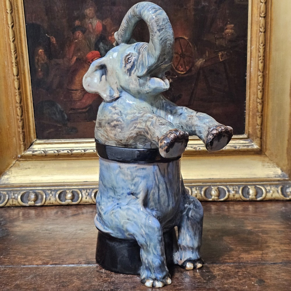 Fabulous Early 20thc Pottery Elephant Biscuit/Tea Jar c1930s View XV