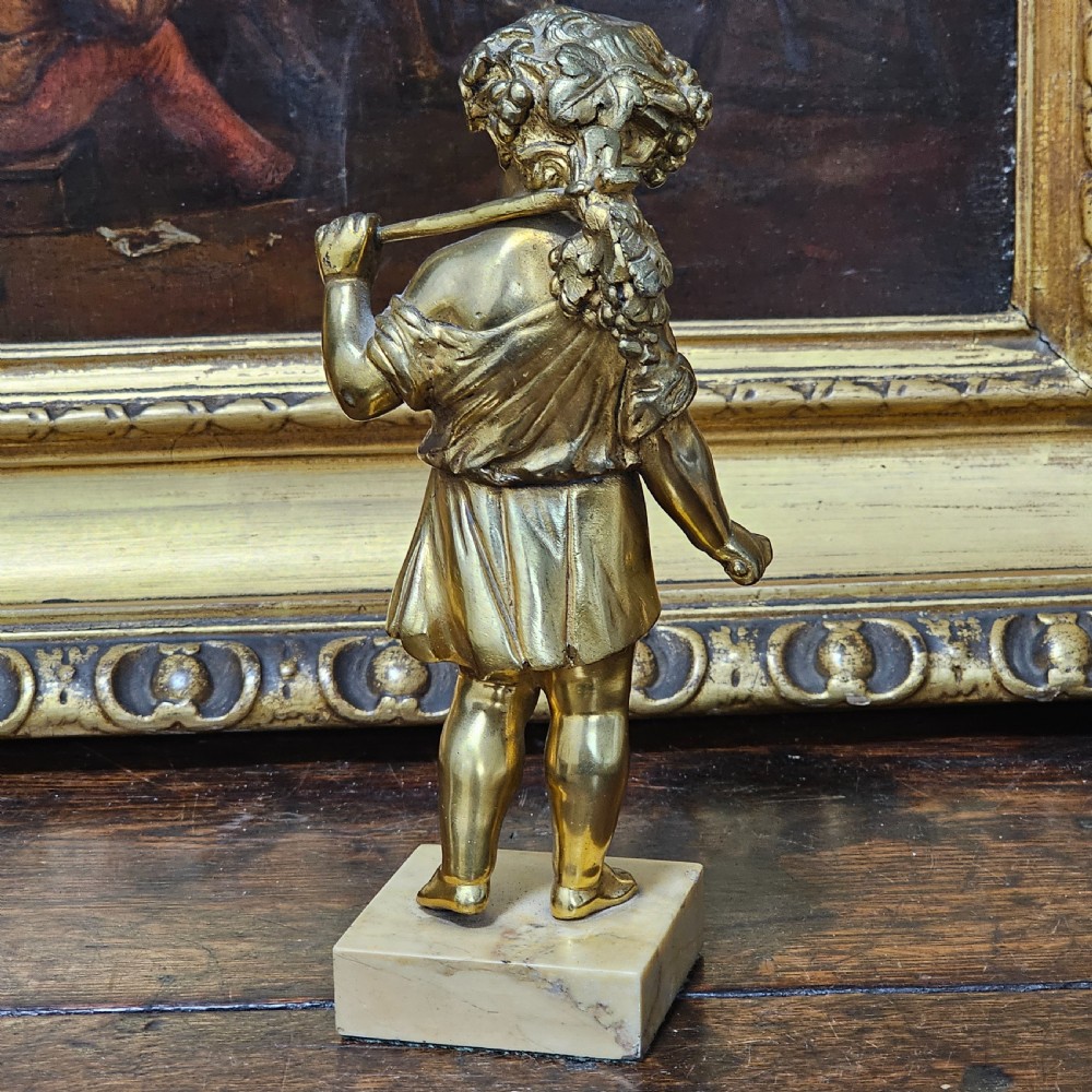 Good Quality 19Th Century Gilded Bronze Cherub 22cm View III