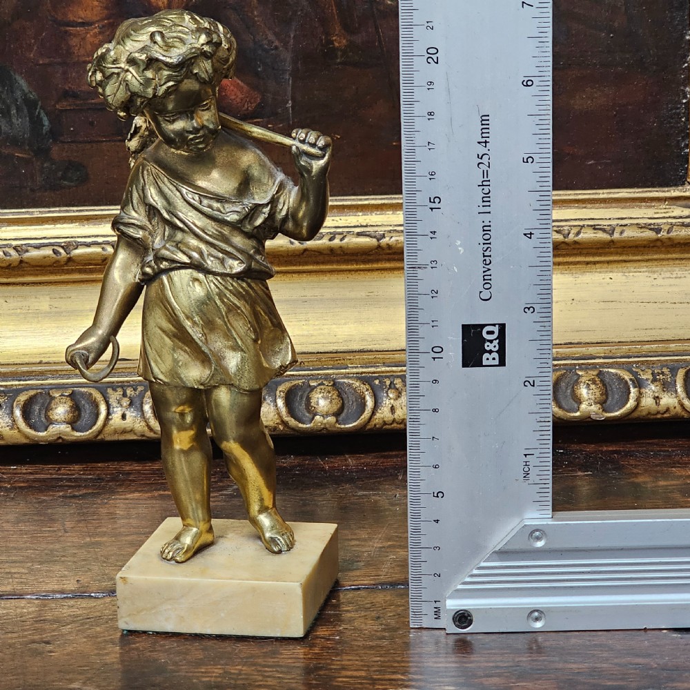 Good Quality 19Th Century Gilded Bronze Cherub 22cm View VII