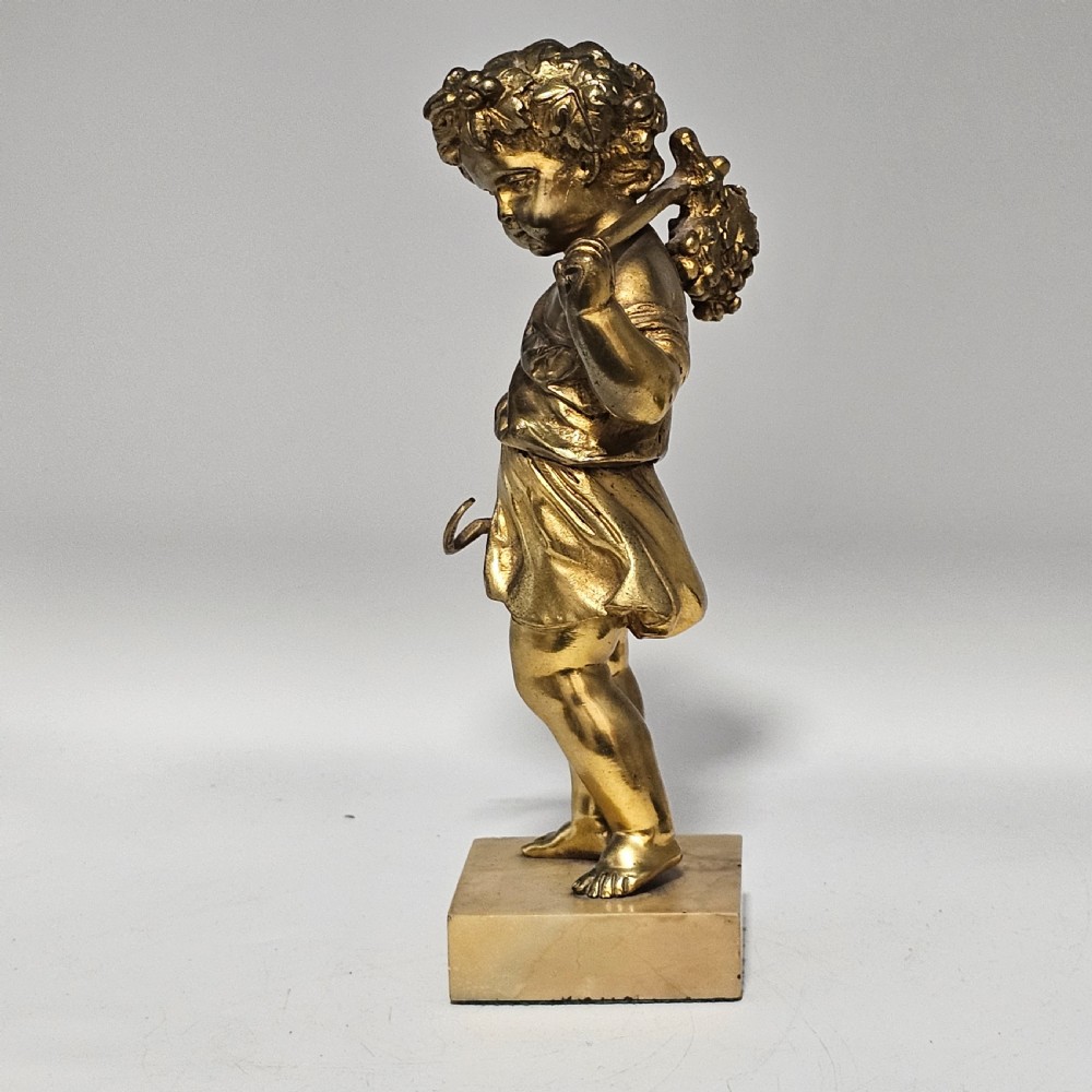 Good Quality 19Th Century Gilded Bronze Cherub 22cm View XIII