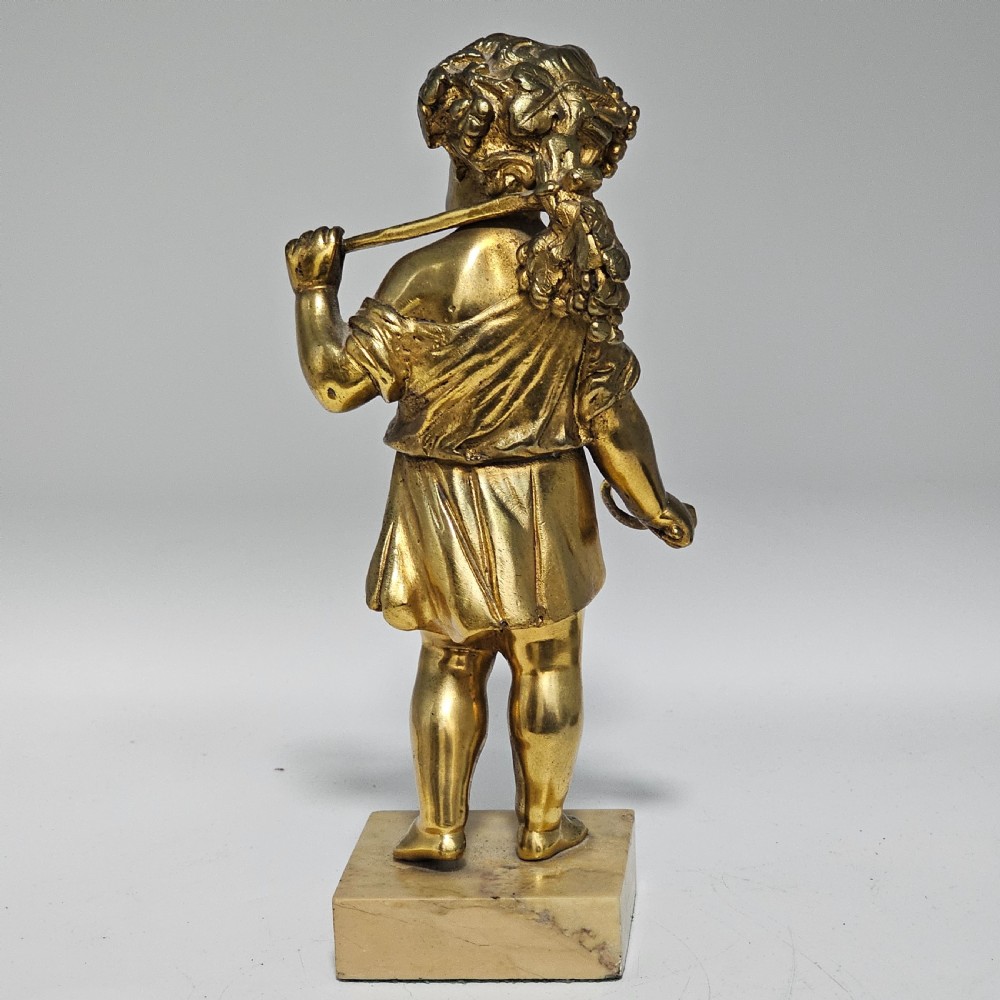 Good Quality 19Th Century Gilded Bronze Cherub 22cm View XVI