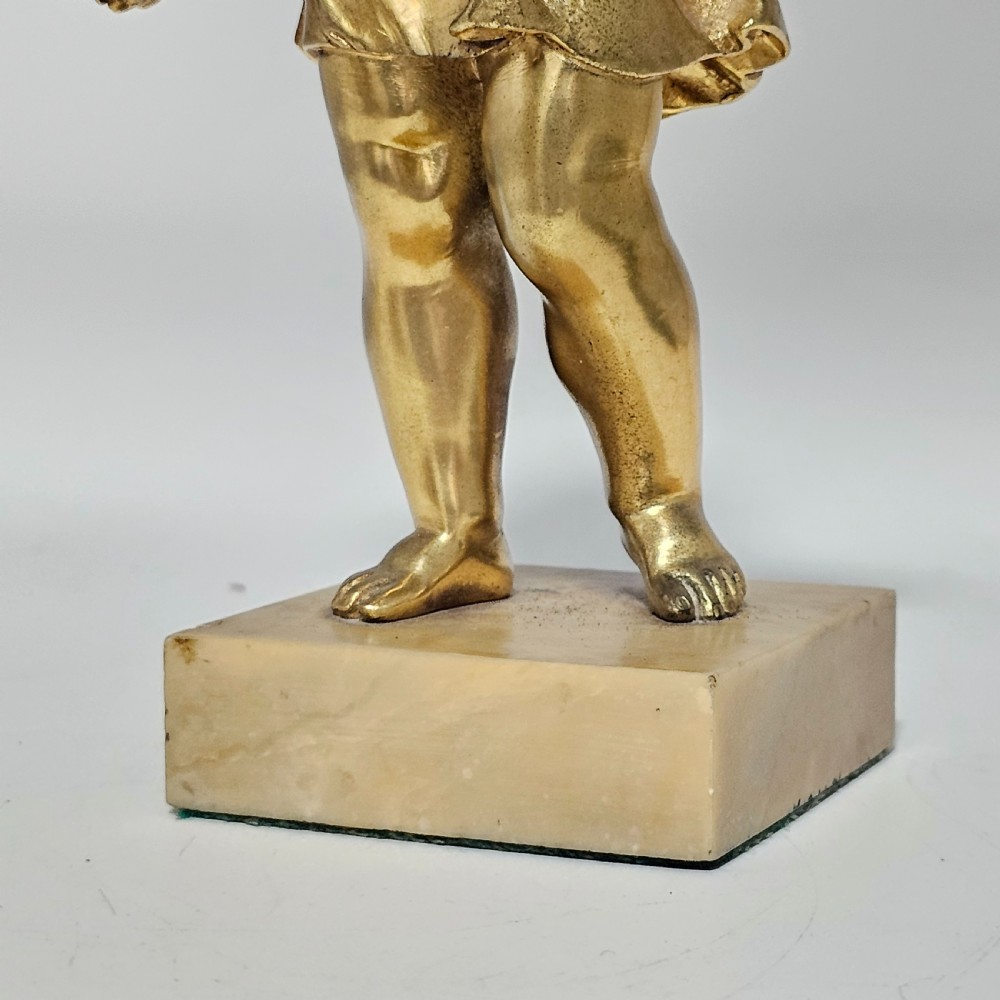 Good Quality 19Th Century Gilded Bronze Cherub 22cm View XVIII