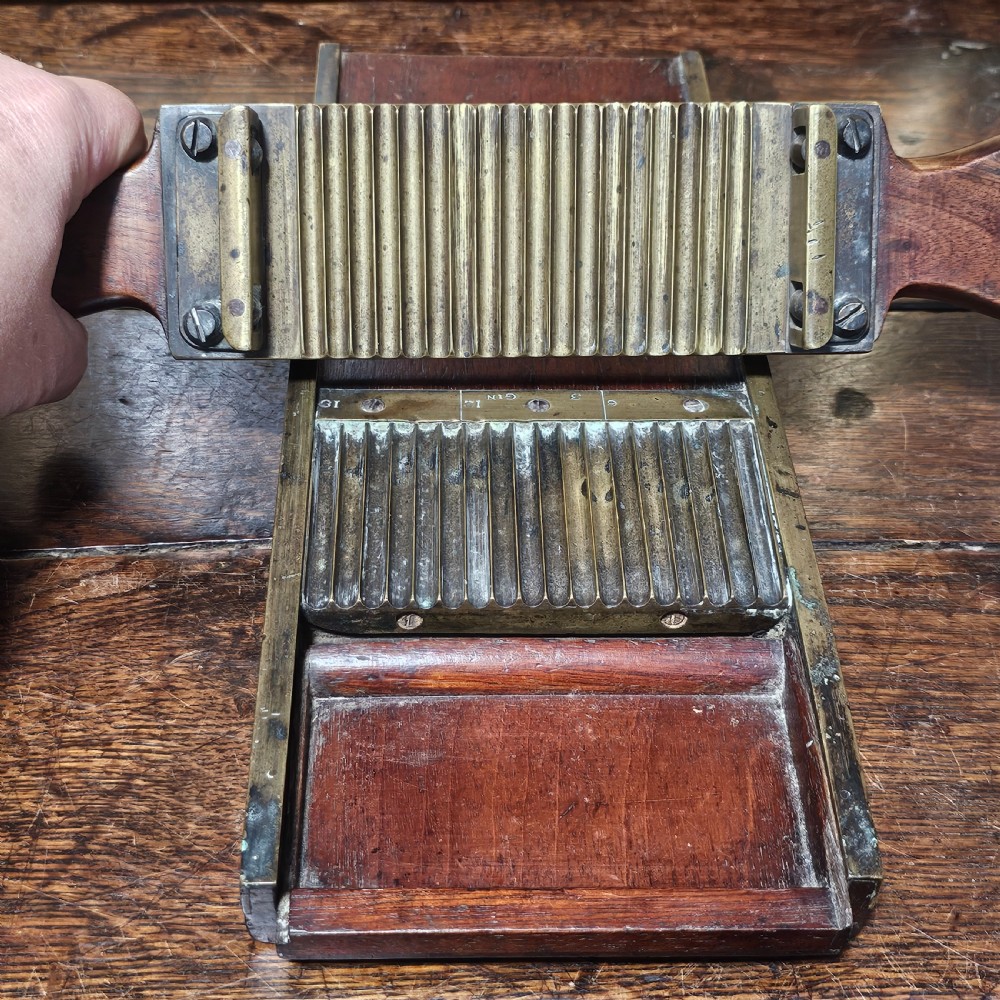 Antique Victorian Apothecary Chemist Pill Roller Board in Wood and Brass View XII