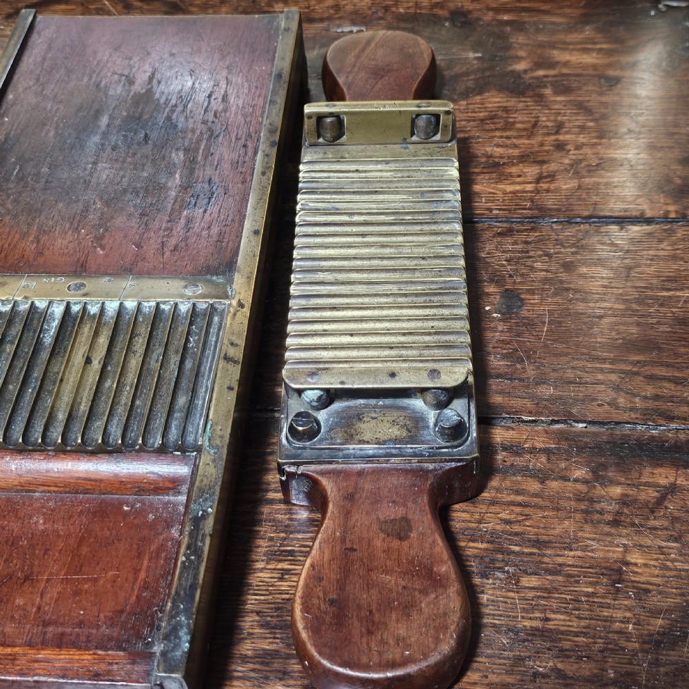 Antique Victorian Apothecary Chemist Pill Roller Board in Wood and Brass View XIV