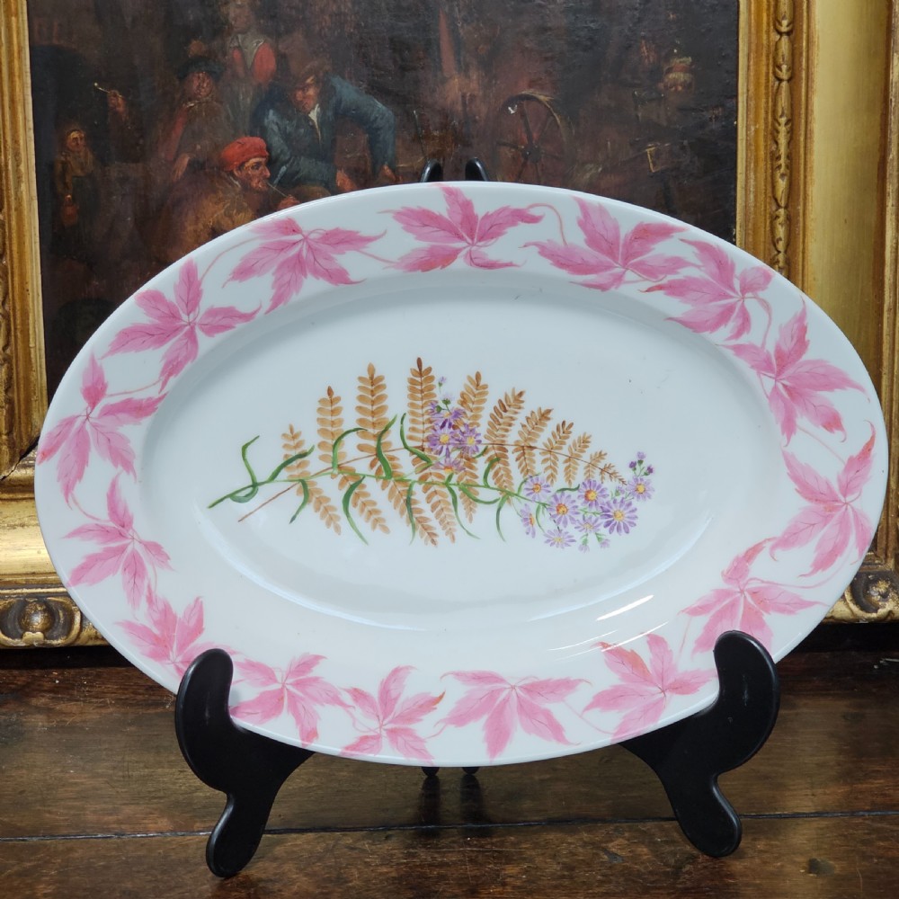 Exquisite Oval Platter Painted by Celia Thaxter and Dated 1877 View II