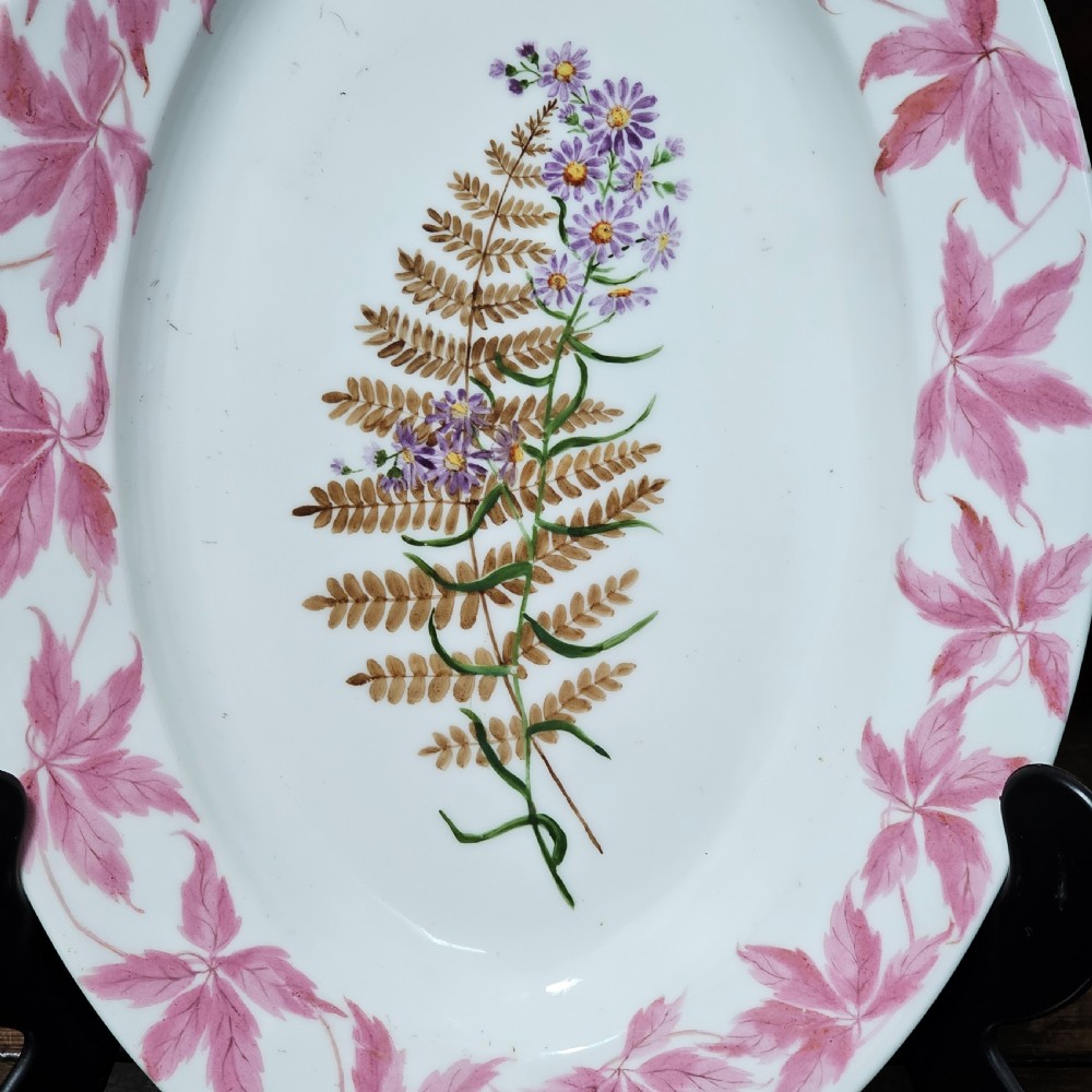 Exquisite Oval Platter Painted by Celia Thaxter and Dated 1877 View IV