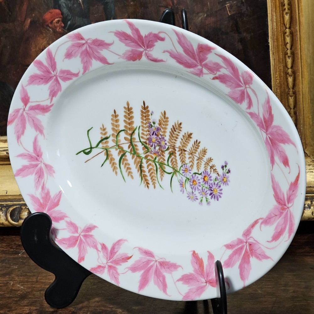 Exquisite Oval Platter Painted by Celia Thaxter and Dated 1877 View V