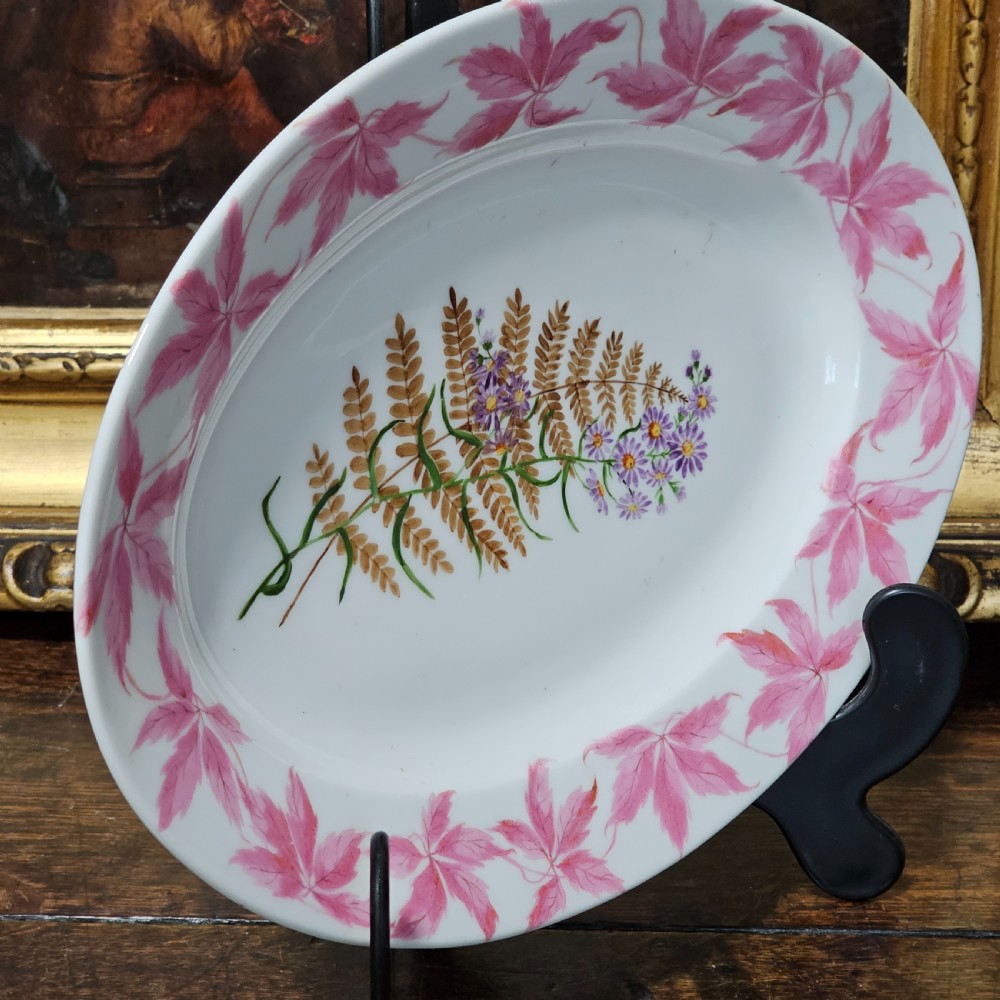 Exquisite Oval Platter Painted by Celia Thaxter and Dated 1877 View VI