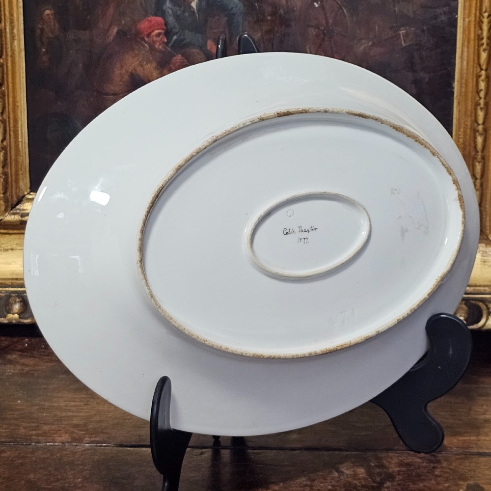 Exquisite Oval Platter Painted by Celia Thaxter and Dated 1877 View VII