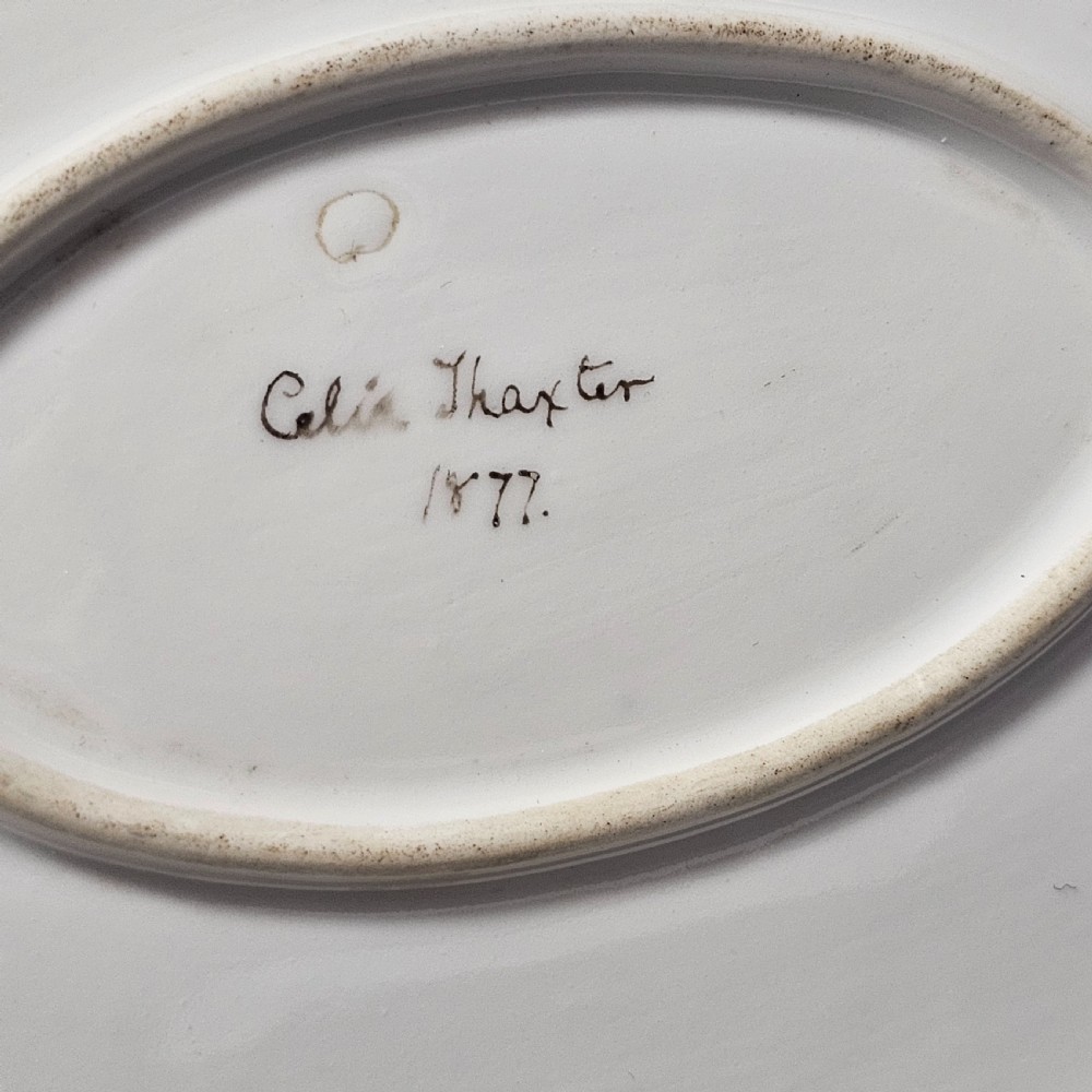 Exquisite Oval Platter Painted by Celia Thaxter and Dated 1877 View VIII
