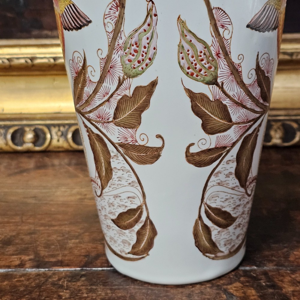 Monumental Antique Rozenburg De Haan Peacock Vase 46.5cm View VIII