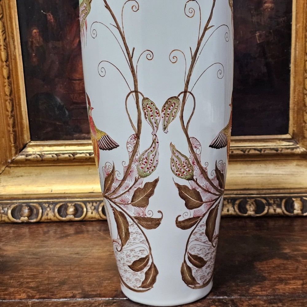 Monumental Antique Rozenburg De Haan Peacock Vase 46.5cm View XI