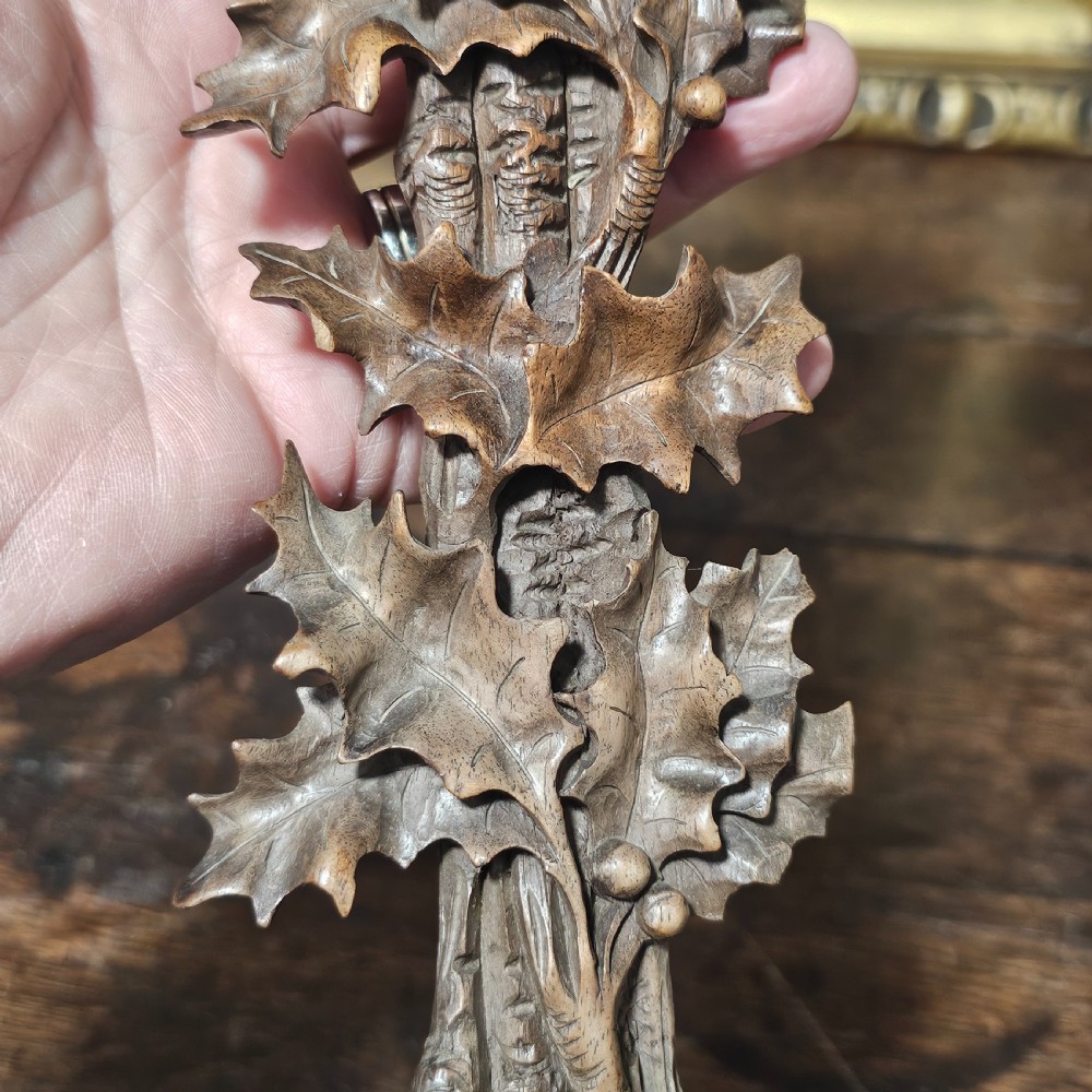 Incredible Quality Black Forest Carved Wooden Crucifix c1900 View VI