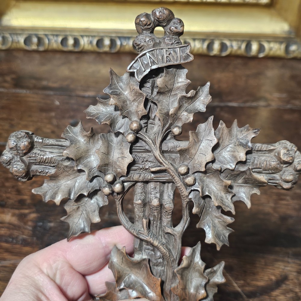 Incredible Quality Black Forest Carved Wooden Crucifix c1900 View VIII