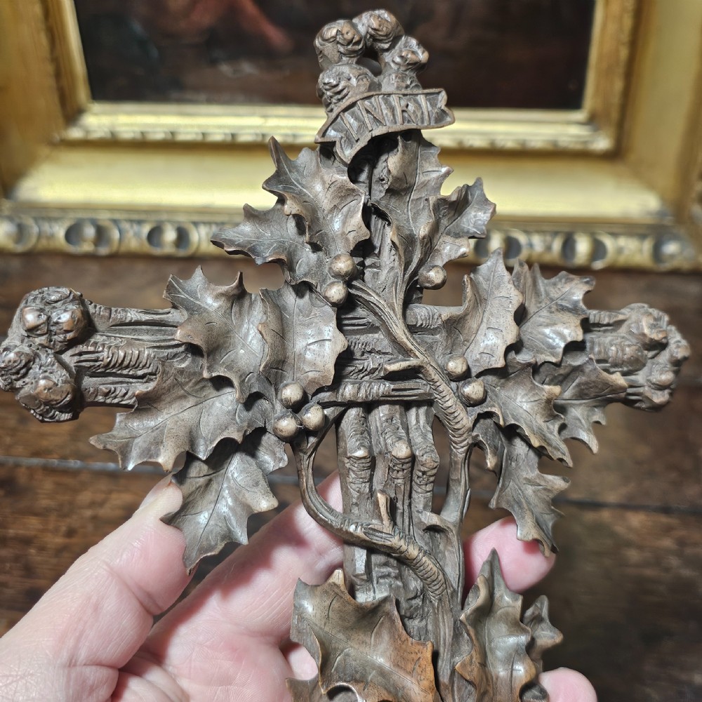 Incredible Quality Black Forest Carved Wooden Crucifix c1900 View XII